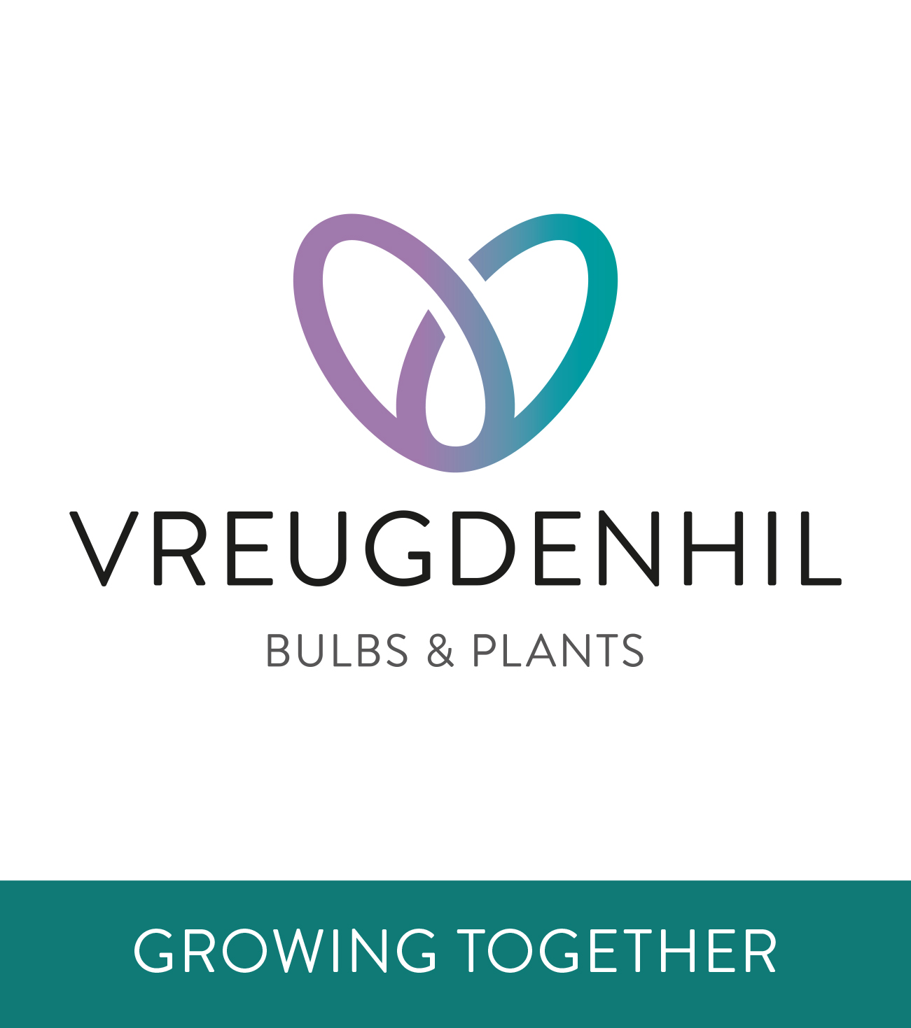 Vreugdenhil Bulbs & Plants logo met slogan Vreugdenhil Bulbs & Plants logo met slogan